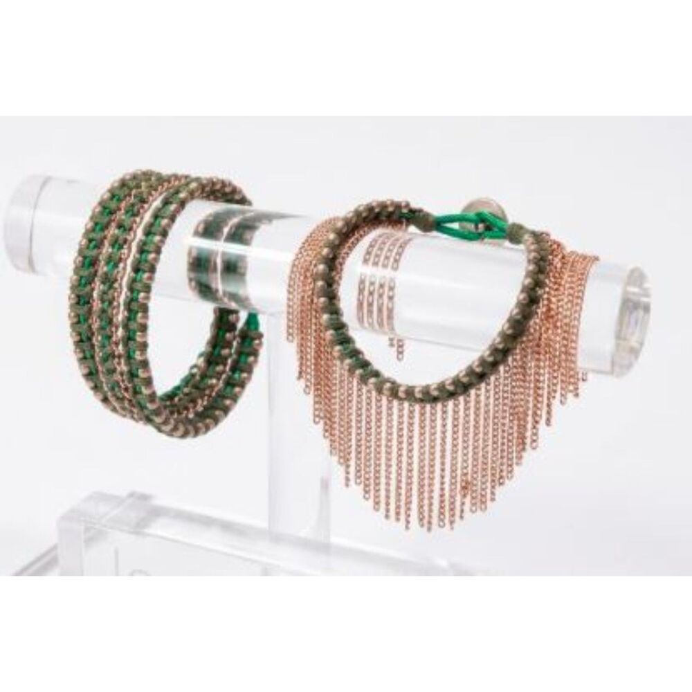 Nordstrom Treasure & bond Woven Chain Fringe Bracelet Necklace Set NWT 145